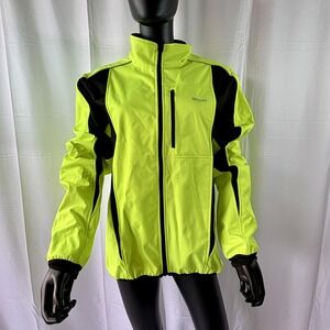 ARSUXEO Jacket Mens XL Yellow Black High Visibility Cycling Reflective Softshell